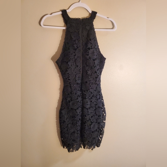 Lulu's Black Floral Crochet Dress Size Small - Picture 6 of 7